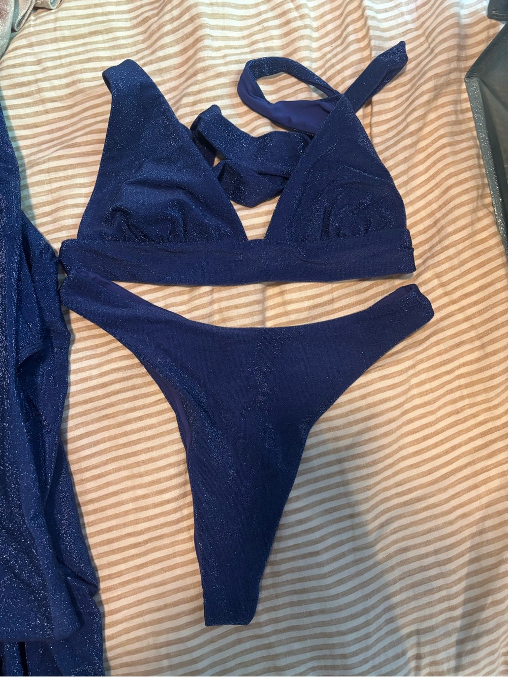 Monday Swimwear Shimmery Navy Blue Bikini Set